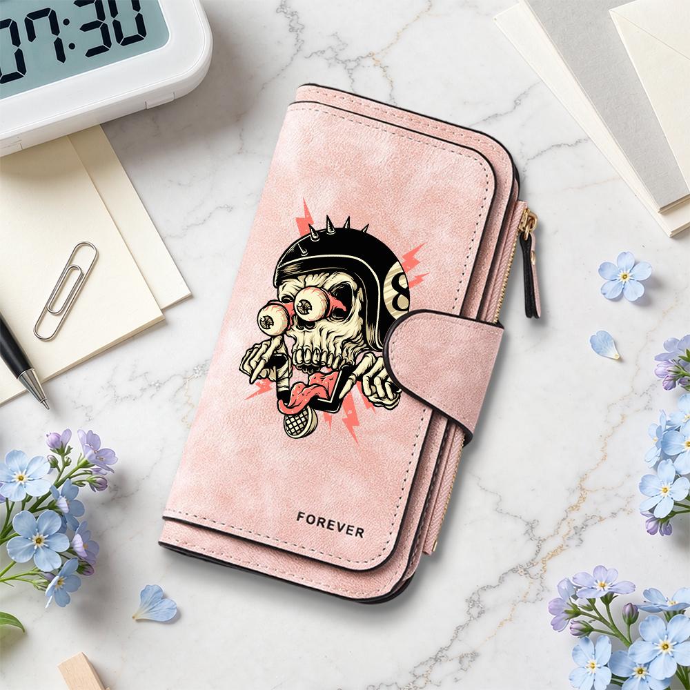 Cool Skull Pattern Long Wallet Fashion Multi Slot Portable Casual Purse