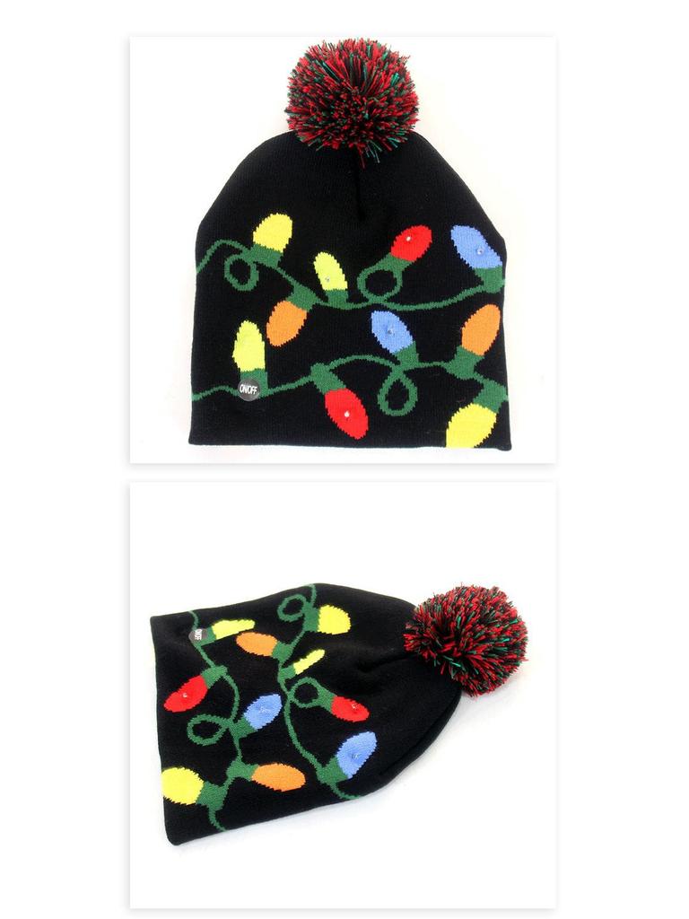 LED Flashing Multicolor Christmas Knit Hat - European & American Design