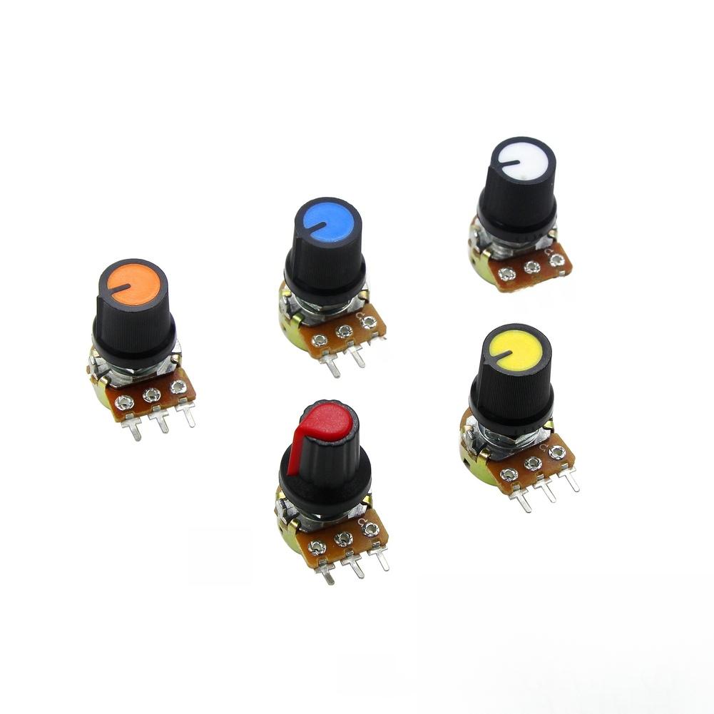 10PCS 15mm For WH148 Knurled Shaft 3 Terminals Linear Rotary Potentiometer Kit Includes Washers And Nuts Potentiometer