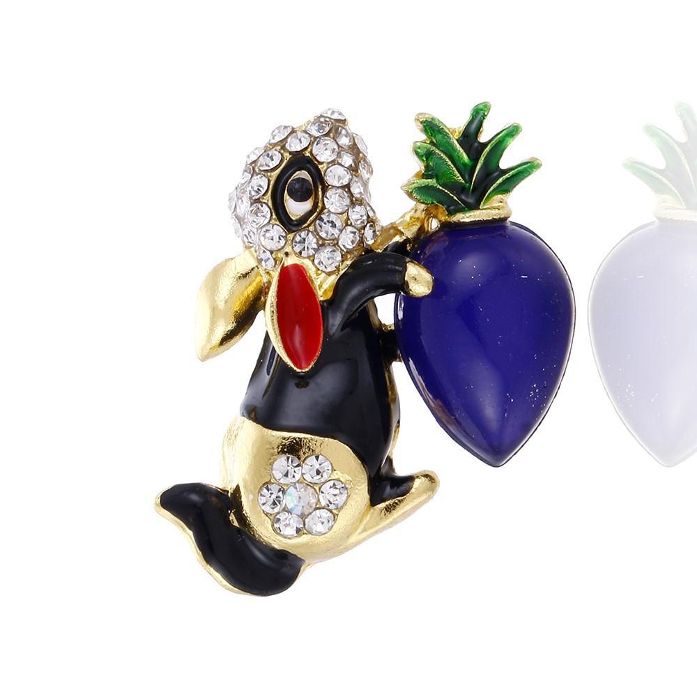 SKEDS Luxury Crystal Animal Rabbit Dog Brooches For Women Men Enamel Fashion Accessories Women's Men's Buckle Badges Brooch Pin
