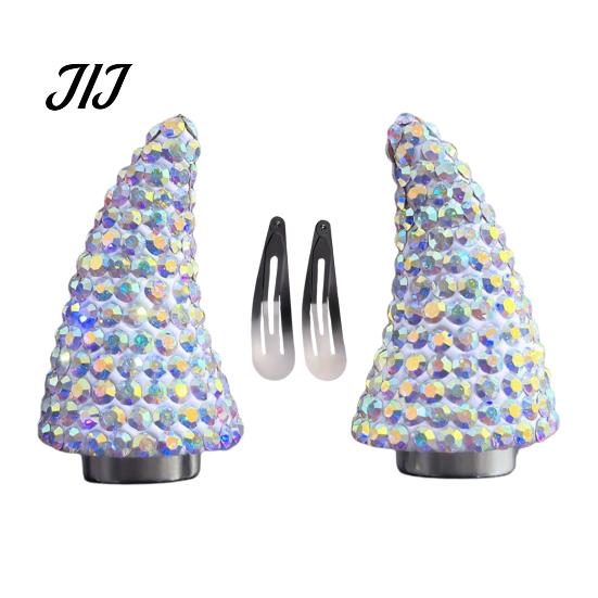 Unisex Metal Hair Clips Magnetic Rhinestone Devil Horns Accessories for Halloween Cosplay, Sparkling Stylish Glittering Cosplay Props 3D Horn