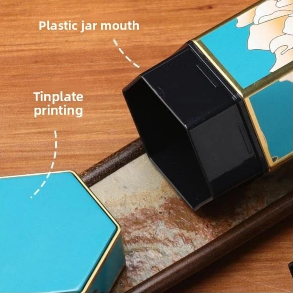 Creative Hexagonal Tea Box Sealed Tinplate Tea Storage Tank Small Tea Storage Container Tea Set Accessories