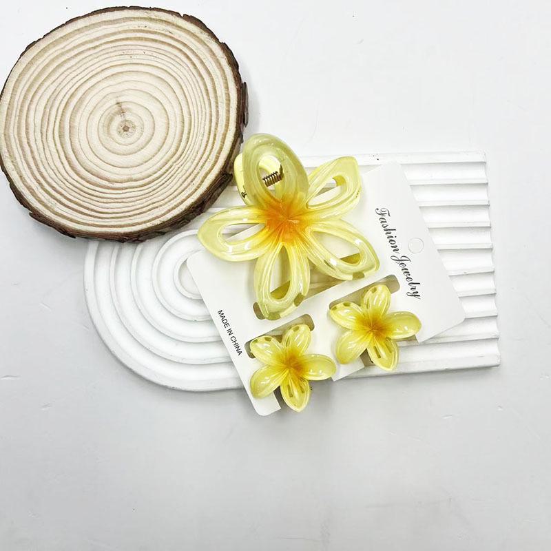 Sada skřipců do vlasů s frangipani: Květinové vlasové doplňky s imitací mramoru pro módní svátky