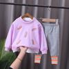 Baby Girl Spring Children's Clothing 0-4 Years Old Two-piece Cartoon Cute Long-sleeved Suit Autumn Trousers
