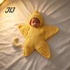 Seestern Schlafsack für Neugeborene Baby Schlafsack, Gestrickter Schlafsack mit Kapuze, Weiches Baumwollgarn Baby Wickeltuch Gemütliche Sternförmige Tragbare Decke, Neugeborene