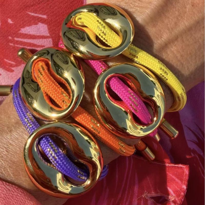 1 Pcs Fashionable Multicolor Pig Nose Bracelet Adjustable Dopamine Color Palette Woven Cord