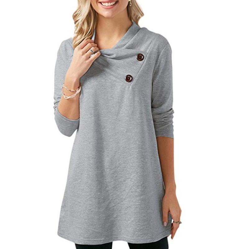 

IHUASU весенне-осенняя женская повседневная однотонная свободная футболка с длинными рукавами, топ XXL серый