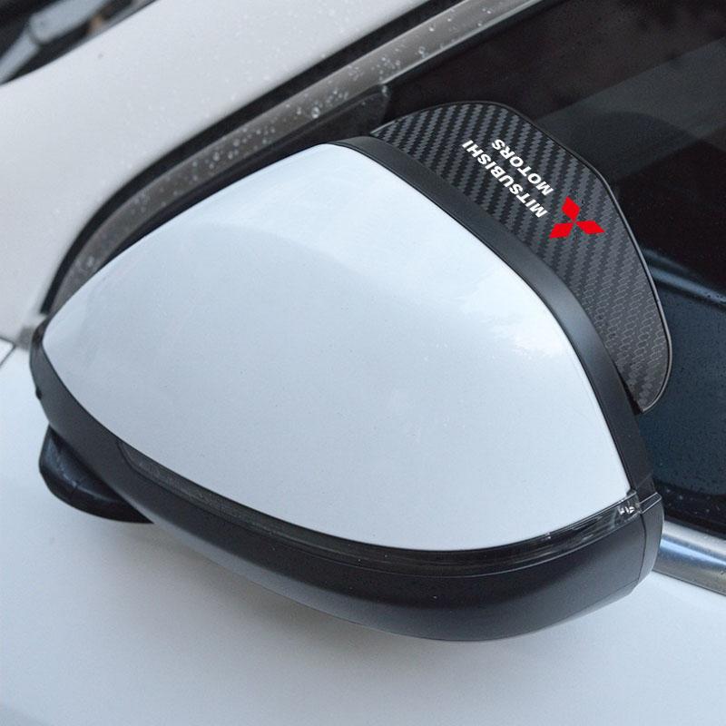 Car Rearview Mirror Carbon Fiber Rain Eyebrow Rain Shield Shade Protector Cover for Mitsubishi Lancer Pajero Outlander L200