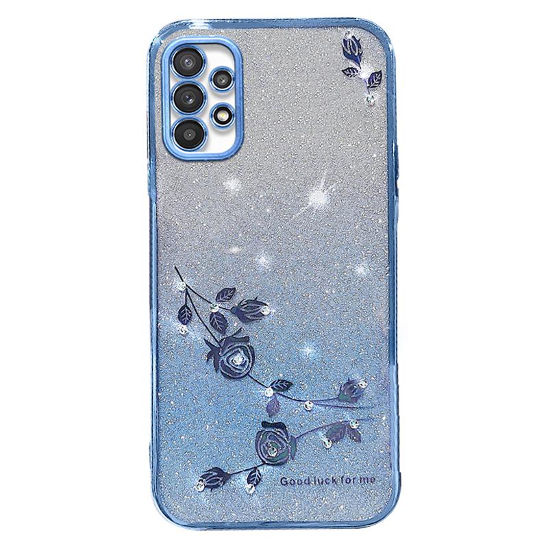 KADEM Slim-Fit Phone Case with Rhinestone Decor for Samsung Galaxy A33 5G,Gradient Glitter Powder Flower TPU Cover