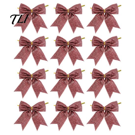 Gold Powder Bow Ties for Gifts Glitter Christmas Bow, Sparkling Ribbon Hanging Ornament Durable Ornaments Trees Tree Wreath Gift Box, Festive