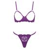 Womens Floral Lace Bra Set Opening Cup Underwire Push Up Top T Back Thong Panties Honeymoon Lingerie