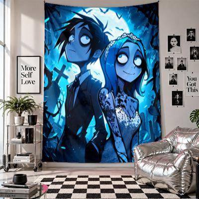 Tapeçaria de ParedeNoiva Cadáver Emily Victor Art Tecido para Pendurar Cobertura de Fundo Decorativa para Decoração de Quarto