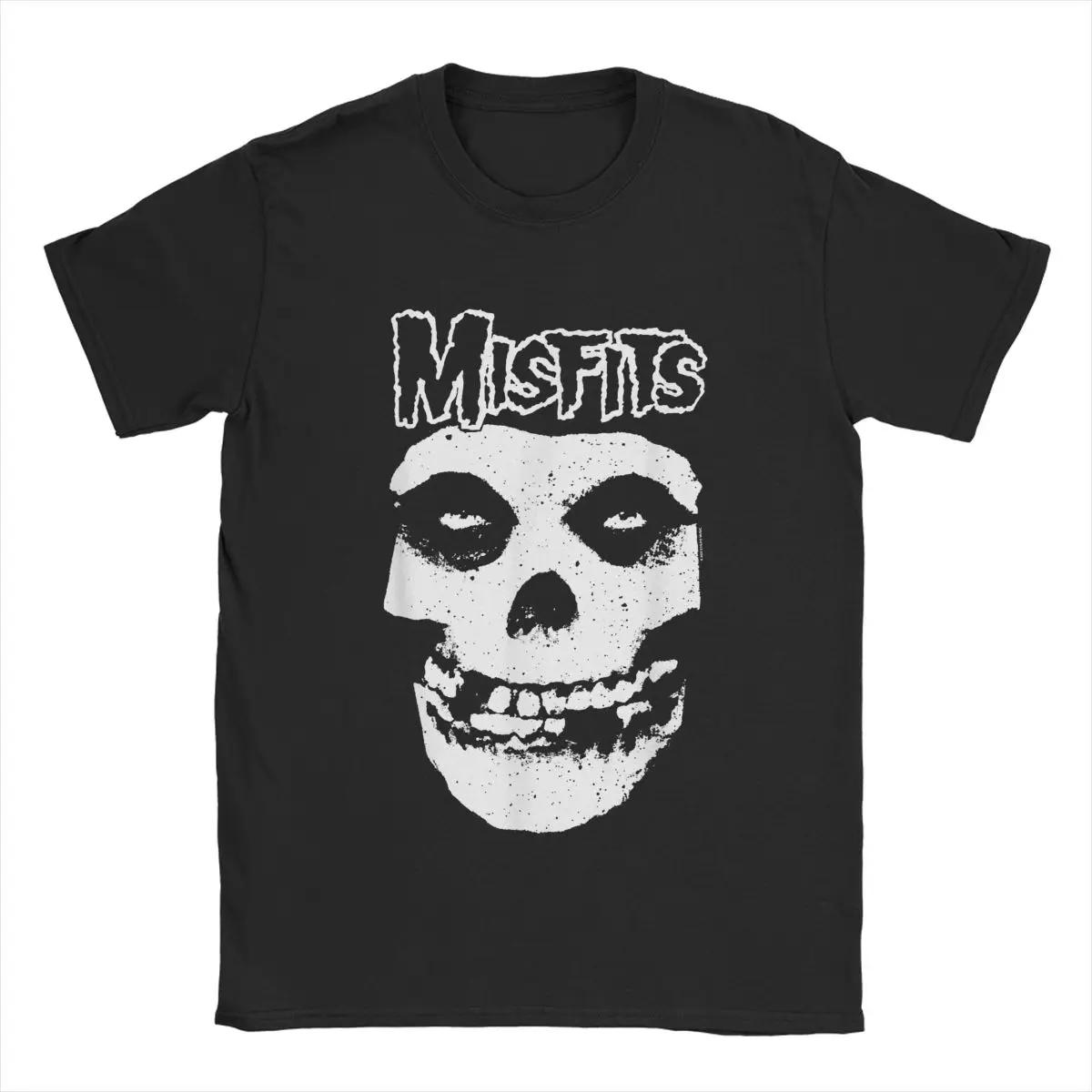 Misfits Череп Готика Харадзюку Мужская Футболка Хип-хоп Панк Череп Y2K Винтажная Футболка Короткий Рукав Круглый Вырез Футболки Хлопковые Топы S