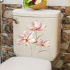 3D Pink Floral Toilet Stickers, Dimensional Flower Wall Decals for Bathroom Waterproof Removable Decor