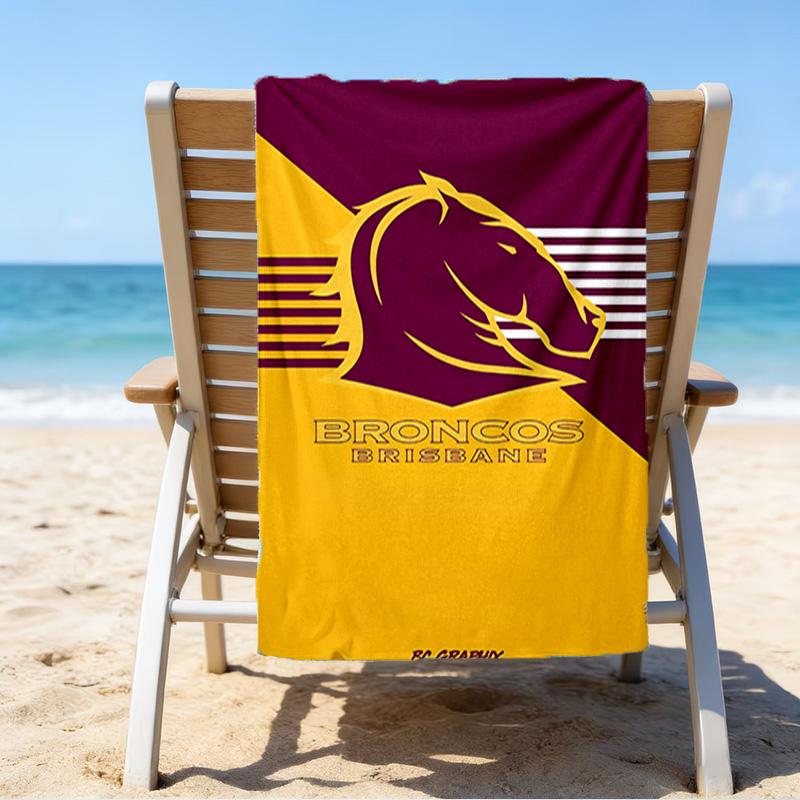 Asciugamano da Spiaggia in Microfibra Brisbane Broncos, Leggero e Asciugatura Rapida, per Viaggi Estivi, Essenziale per la Spiaggia, Piscina all'Aperto