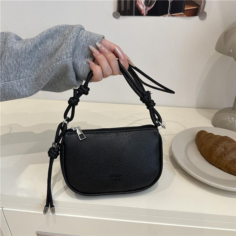 Simple Solid Color Lychee Texture Women Casual Shoulder Bag For Daily Use