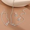 Creative Rhinestone Butterfly Pendant Necklace Earring Bracelet 3 Piece Set Women Fashion Jewelry Gift
