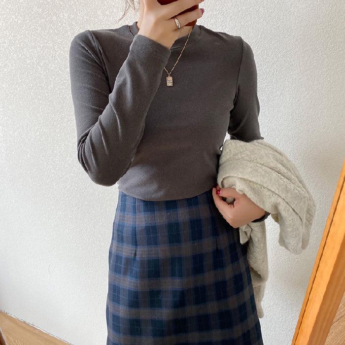 Women's Slim Fit Velvet Self-Heating Long-Sleeve Top for Autumn/Winter