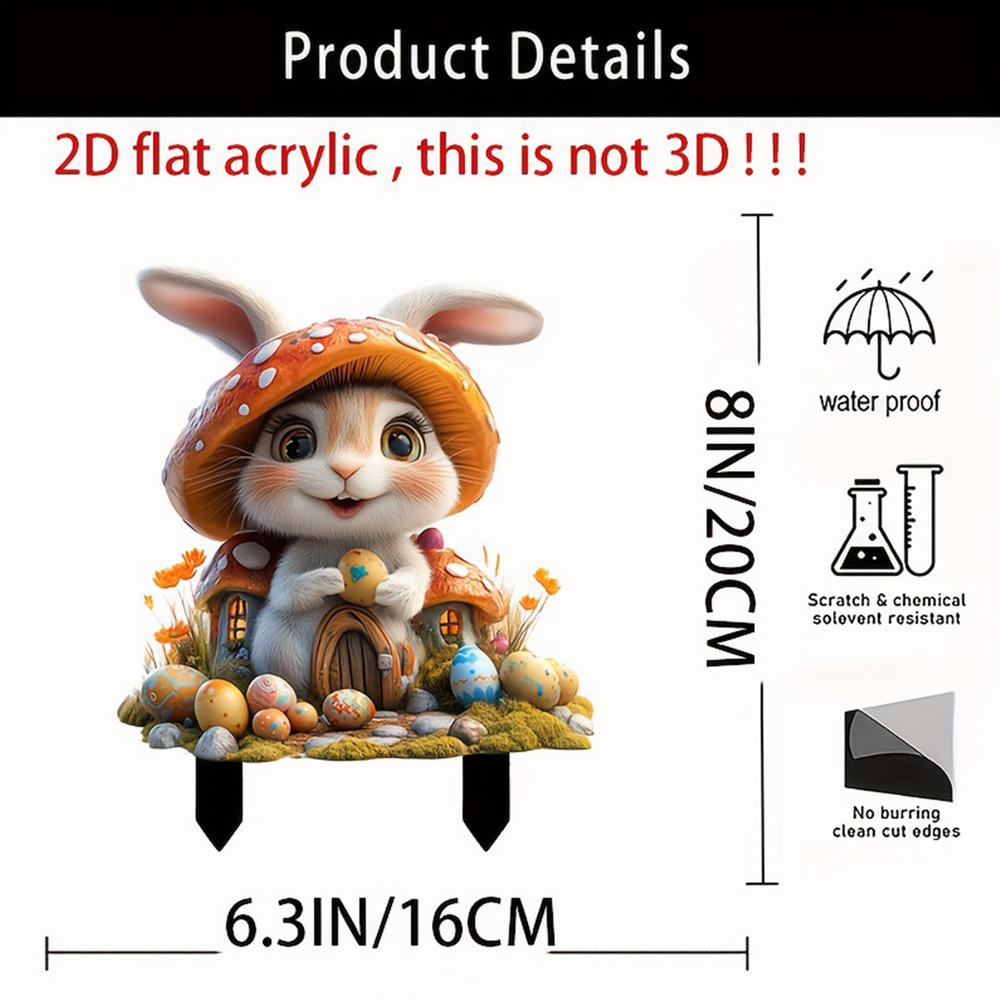 

Vintage Easter Bunny Decoration Set 2D Acrylic Easter Decorations Outdoor Sign for Patio Garden Porch Home Front Door