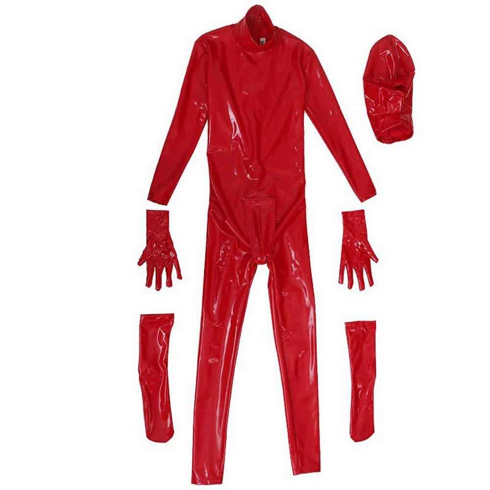 Men'S Pvc Shiny Full Body Cover Bodysuit Pu Faxu Latex Leather U Bulge Pouch Man Jumpsuit Maid Stage Nightclub Tights Shaping