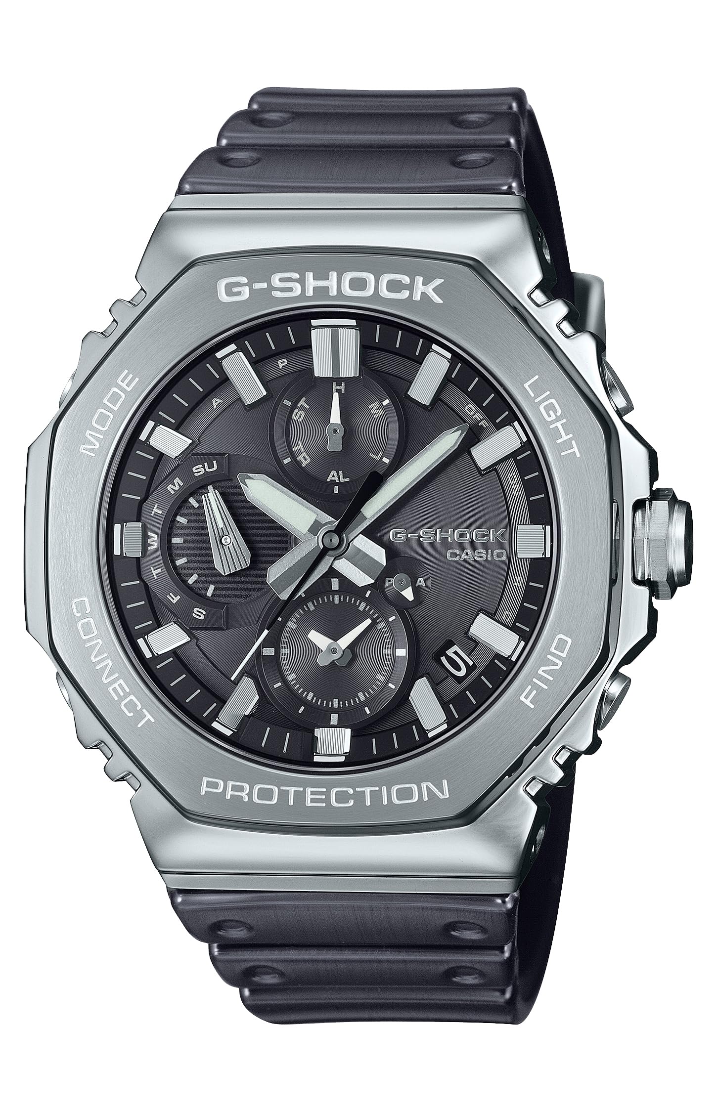 

Casio Watch Full Metal Chronograph with Tough and Tough Silicone Silver G-Shock Men s GMC-B2100Y-1AJF, Bluetooth, Solar, Band,