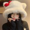Fashionable Warm Winter Bucket Hat Furry Cats Ear Fisherman Hat For Women Girl Winter Sport Outdoor Activity Travel