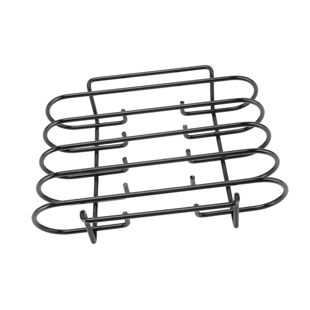 Rib Rack 4 Rows Capacity Compact Portable Iron Material Black Durable Reusable Barbecue Standing