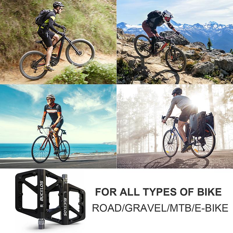 BUCKLOS Cyklistické pedály Ultralehká platforma pedálu pro silniční horské kolo Protiskluzový nylon Uzavřená ložiska Plochá pedály MTB Cyklistická součástka