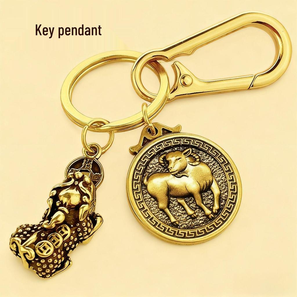 Fortune Keychain: Wealth-Attracting Pixiu & Zodiac Pendant for Road Safety