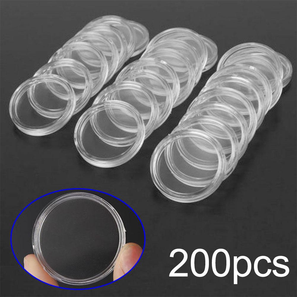 100pcs Coin Holders Plastic Protect Accessories Reusable Case Ceremony Transparent Clear Commemorative Container