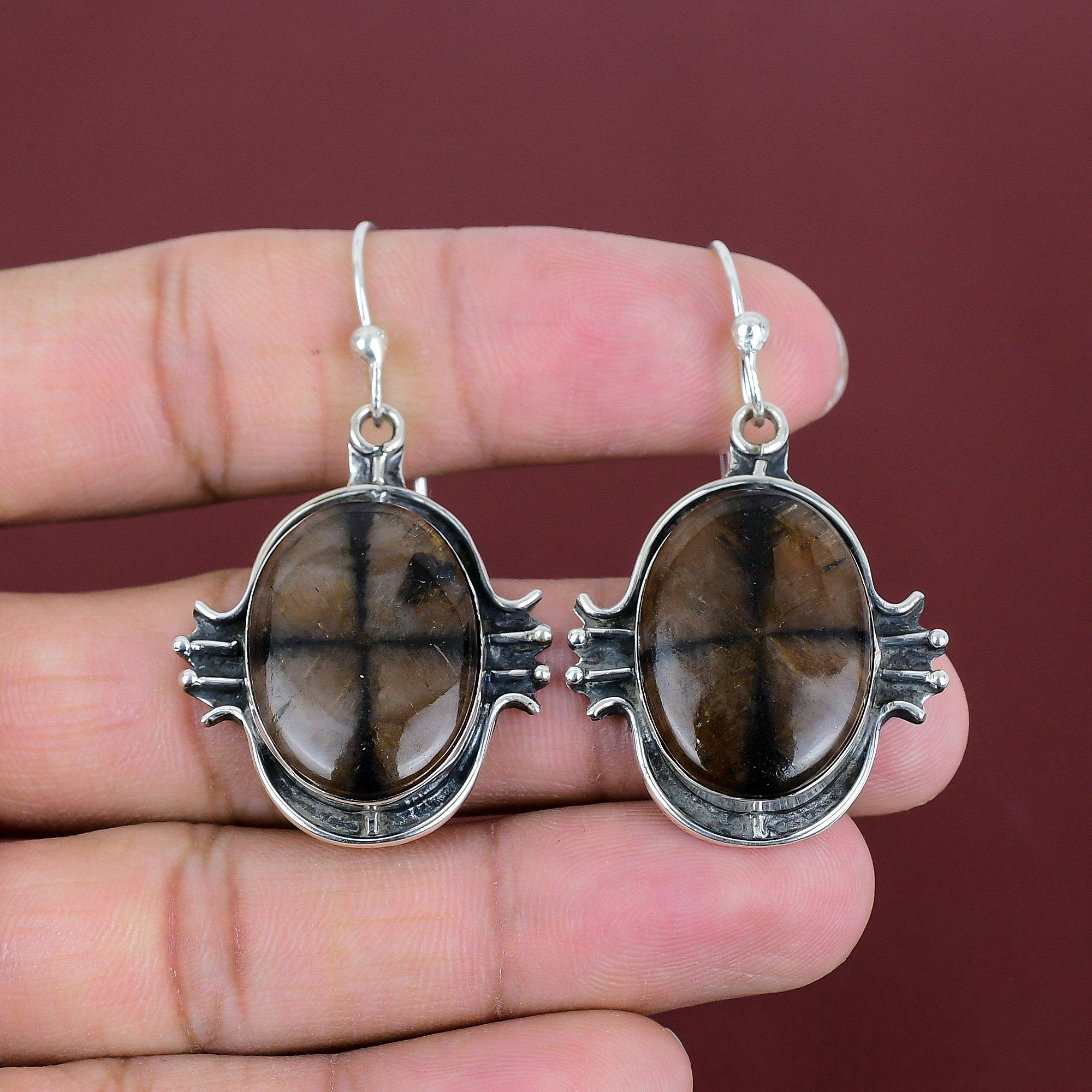 Chiastolite Earrings Natural Gemstone Earring Unique Jewelry 925 Sterling Silver Earring Handmade Earring Chiastolite Jewelry Gift For Women