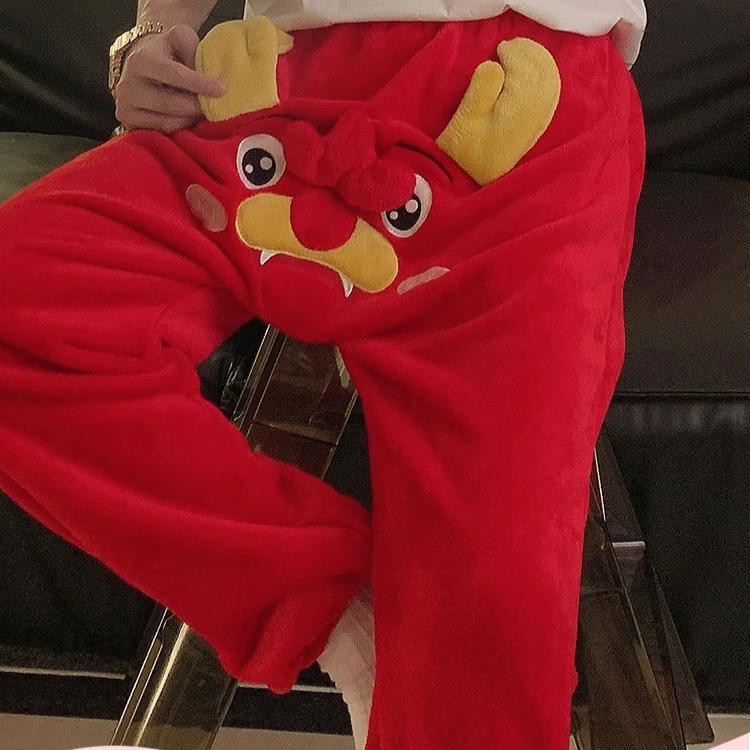 Pijama elefant Lenjerie de dormit din flanel Pantaloni cu nas mare și urechi Pantaloni drăguți din catifea coral corali Îmbrăcăminte de acasă pentru toamnă iarnă