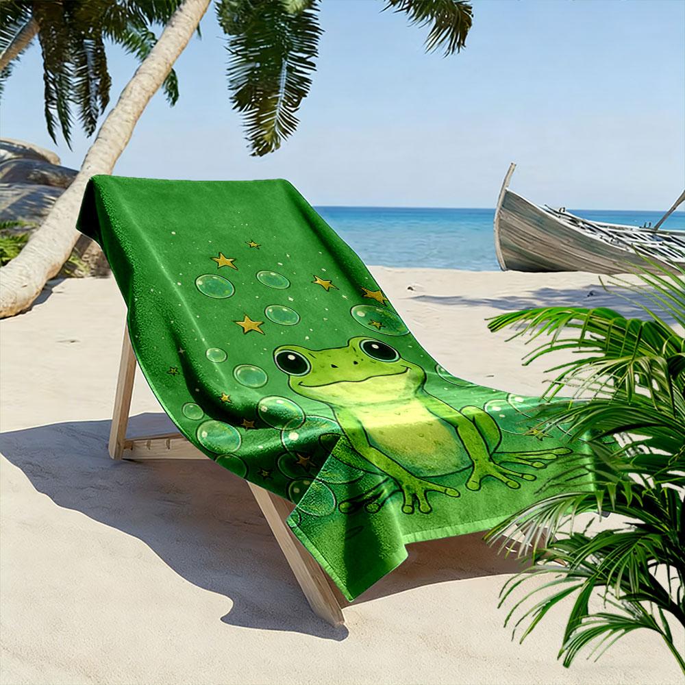 Froggy dreams with bubbles Print beach towel, quick drying, suitable for travel, outdoor sports, jogging, the beach and swimming, gift