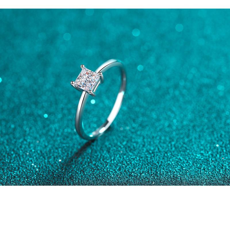 Bague Ringen 0.6ct Princess Cut Moissanite Solitaire Ring for Women Colorless High Quality 100% S925 Sterling Silver Band GRA