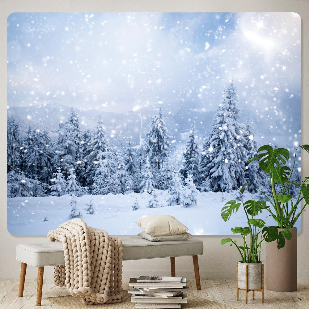 Forest snow scene home art decoration tapestry bohemian decoration psychedelic scene wall hanging bedroom wall decoration