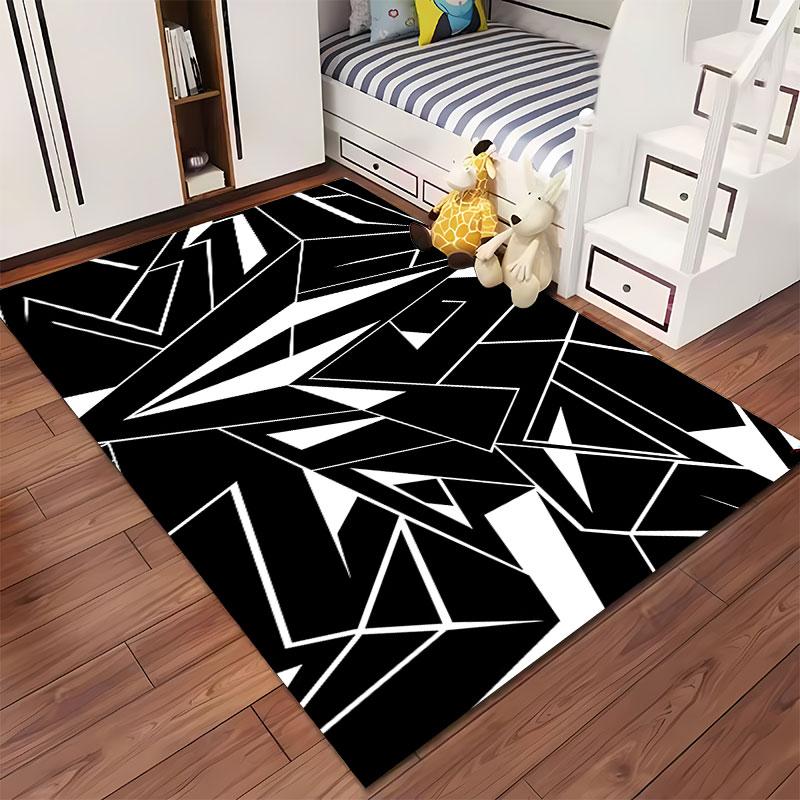 Abstract Black Geometric Design Suitable As a Non-slip Mat for the Living Room or Bedroom Sofa