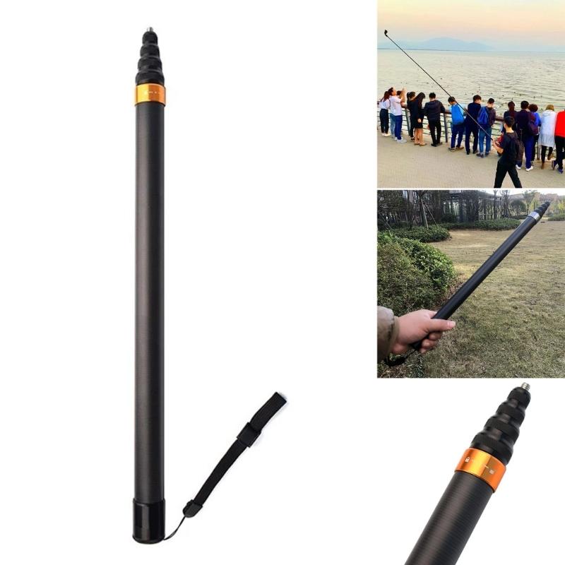 Lightweighted Carbon Fiber Extendable Selfie Stick For Action Cameras 45cm To 290cm Concealable Design