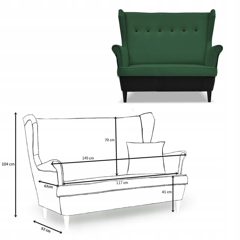 Zestaw wypoczynkowy ARI DUO sofa fotele Family Meble czarno - zielony