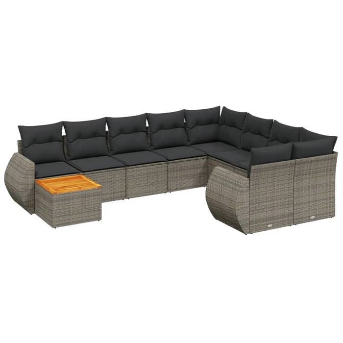 VidaXL Garden Lounge Set with Cushions 10 Pcs, Patio Sofas, Patio Furniture Set, Outdoor Furniture, Grey 3225171