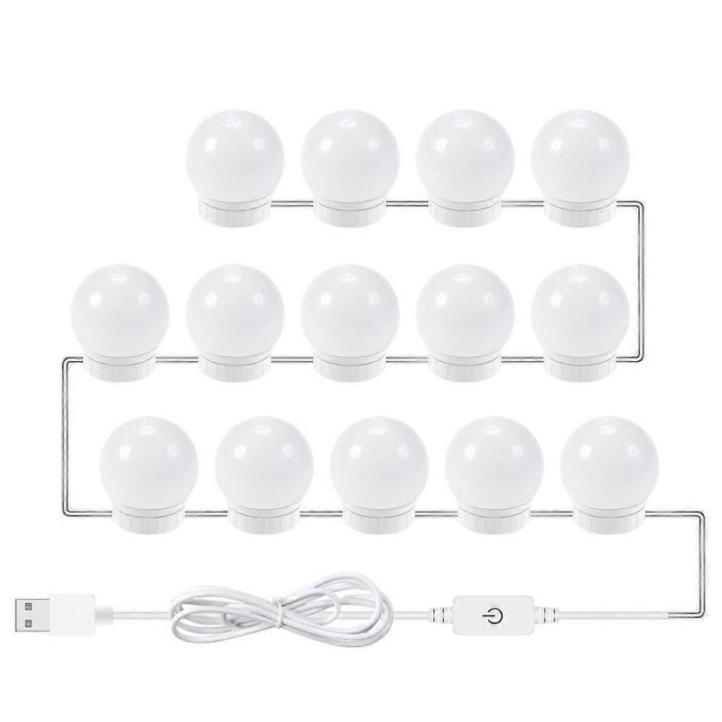3 Color Temperature Mirror Front Lamp USB Simple Bathroom Makeup Light Bulbs, Power Source: 14 LEDs