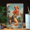 Vintage Fishing Girl Metal Wall Sign D Flat Retro Decor X Inch Hanging Board with English Words for Home Bar Cafe G