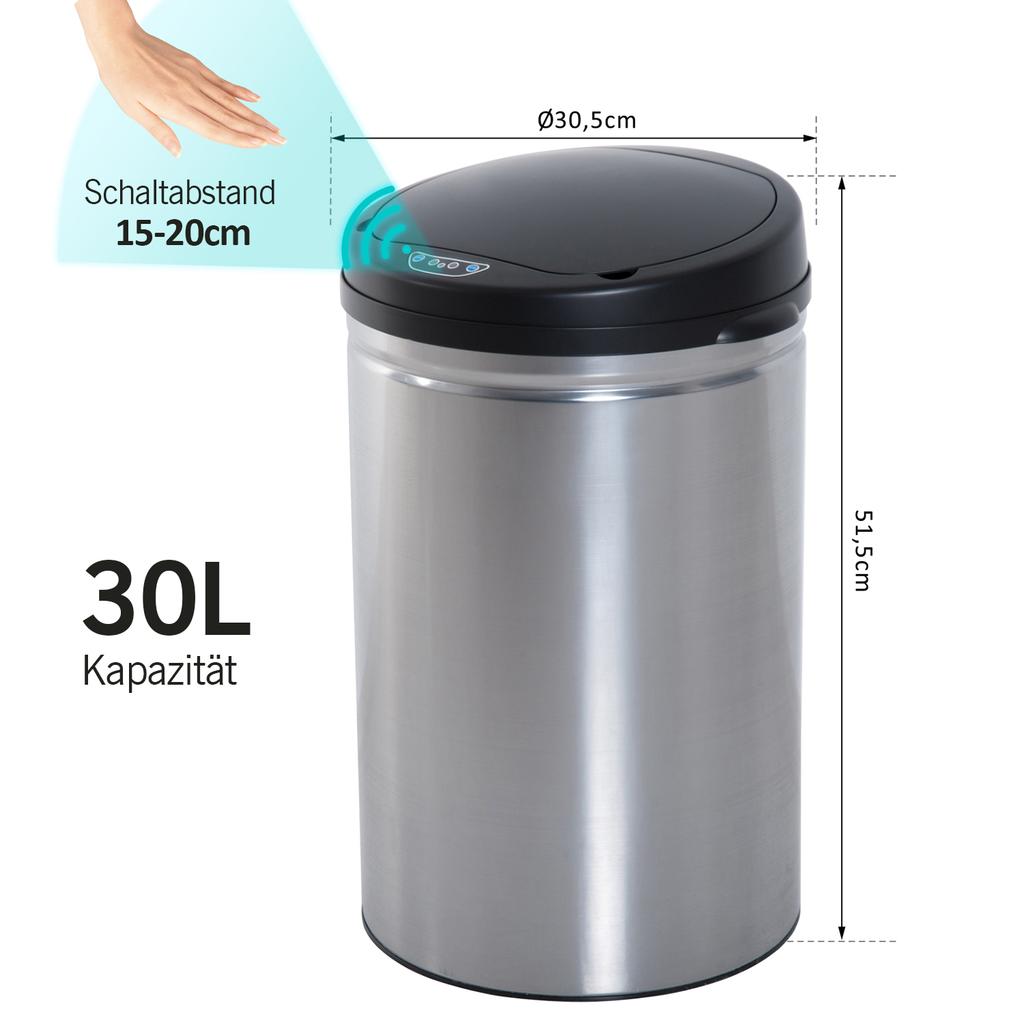 Sensor Trash Can 30L Automatic Trash Can with Soft-Close Lid, Motion Sensor, Waterproof Waste Bin Trash Container Waste Container for Office, Bedroom