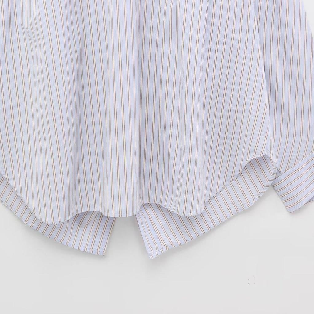 TAOP&ZA Women's Summer Poplin Shirt & Striped Casual Pants Skirt