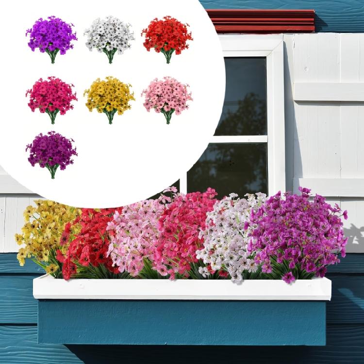 Set Of 24 Plastic Faux Violets Bundles For Porch Window Box And Seasonal Decorating Artificial Floral
