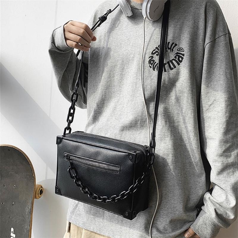 Crossbody-Tasche Unisex Mode Kleine Quadratische Umhängetasche Handtasche für Damen und Herren PU-Leder Messenger-Handtaschen mit Verstellbarem Riemen