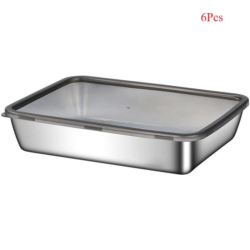 Nerezový úložný box Chladnička Nádoby na skladování masa a potravin s víkem Organizér do chladničky Nádoba Kuchyňské skladování