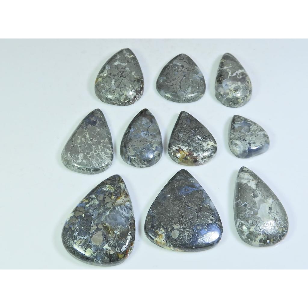 296Cts. Natural Marcasite Oval Shape Cabochon Loose Gemstone 10Pcs Lot C-317