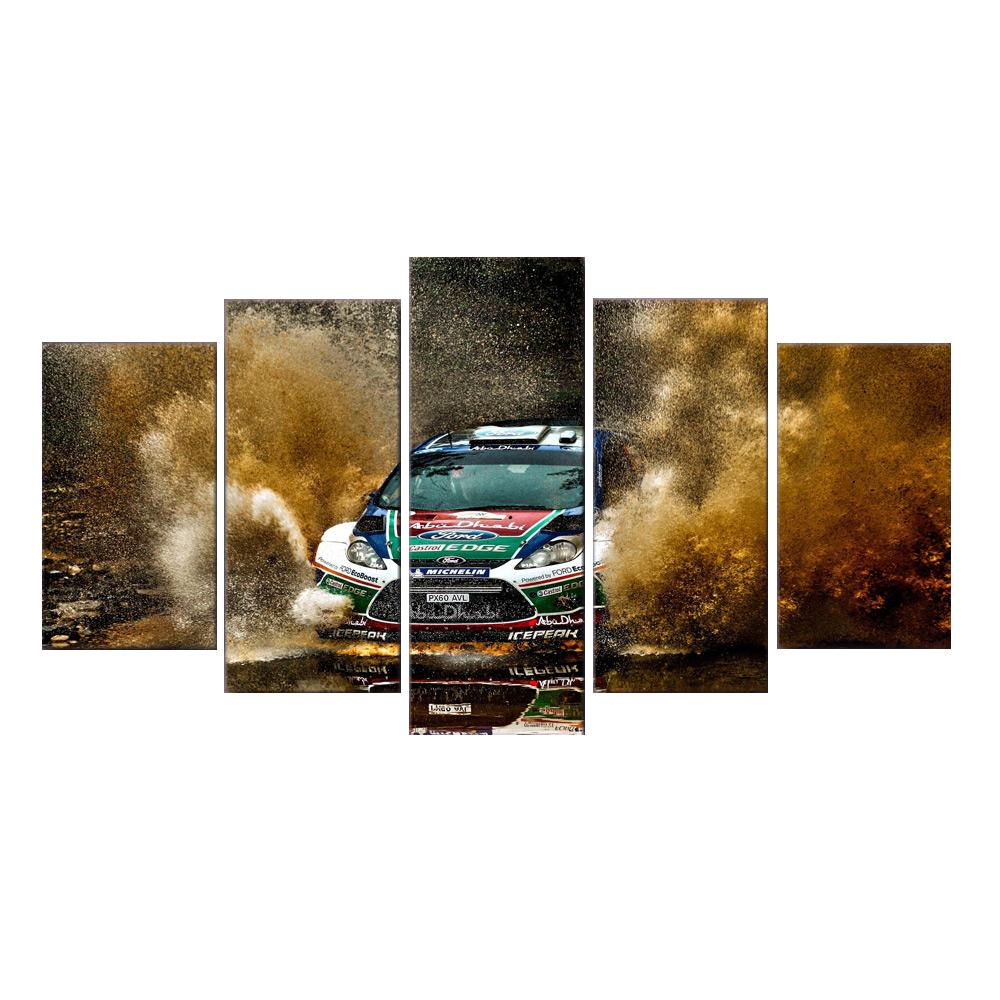 5 Panel Racing Car Fly Sand Modern HD Modular Poster Printed Painting Canvas Home Room Decor Office Wall Art Pictures No Frame