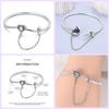 925 Silver Heart Shaped Series Love Forever Shining Zircon Bracelets Fit DIY Charm Beads Birthday Jewelry Gift