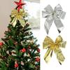 Sturdy Cloth Holiday Bowknot Decoration Classical Red Christmas Tree Accessory Fade Resistant Holiday Ornament
